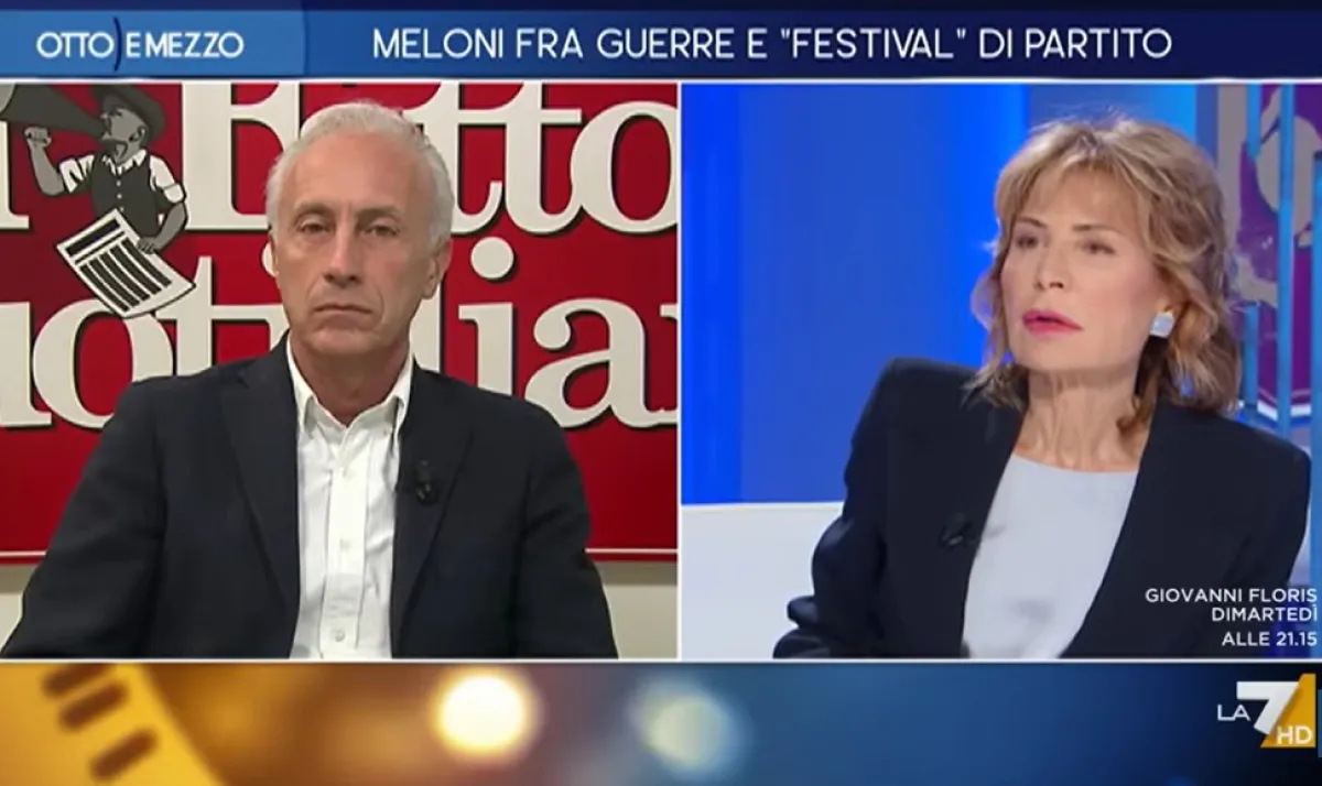 Travaglio parla dopo la lite con Lilli Gruber ma continua a credere solo nella pace di Trump 
