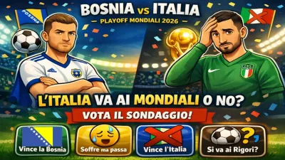 Italia–Bosnia, finale playoff Mondiali 2026: l’Italia va ai Mondiali o no? Vota il sondaggio