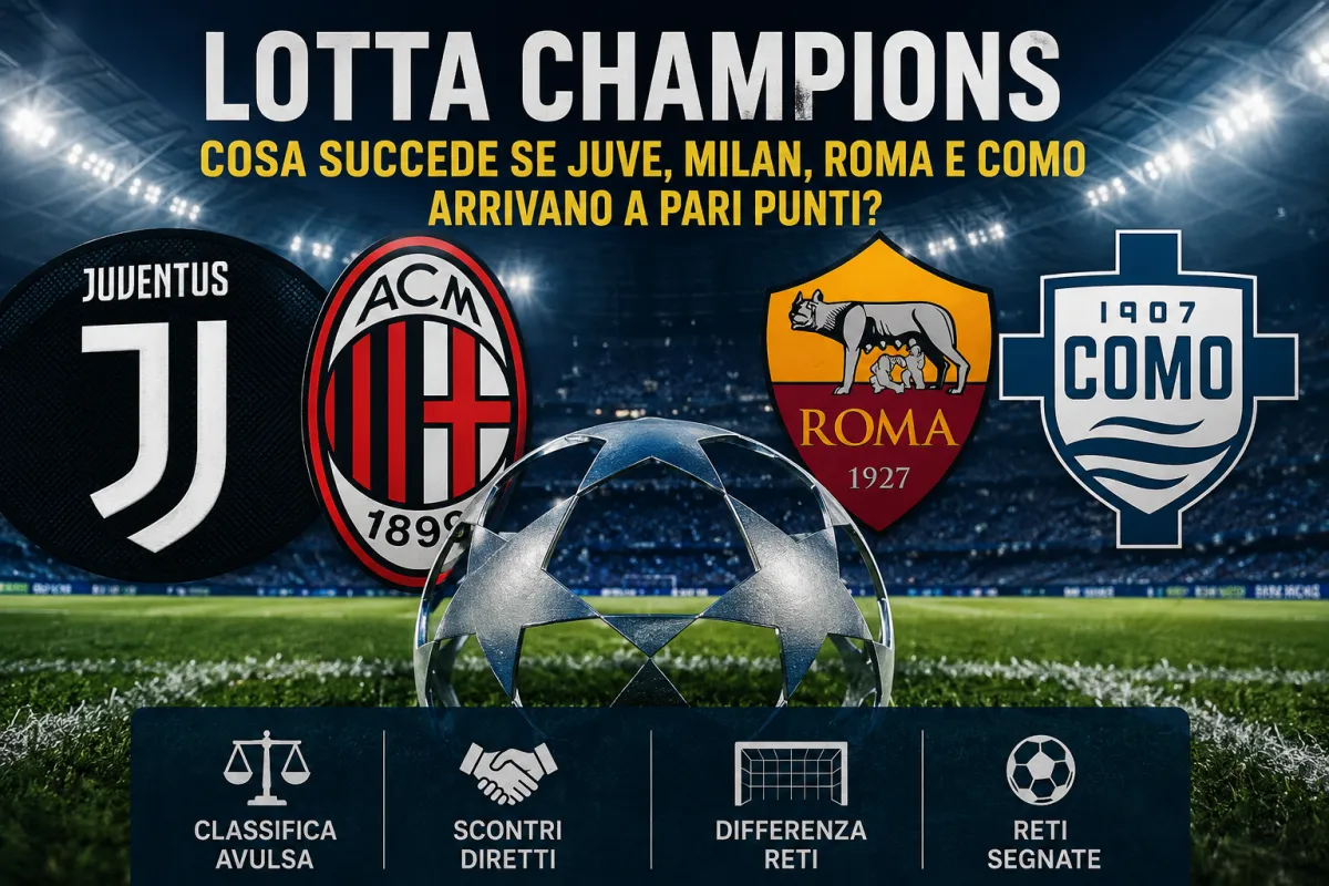 Lotta Champions League: cosa succede se Juventus, Milan, Roma e Como chiudono a pari punti?
