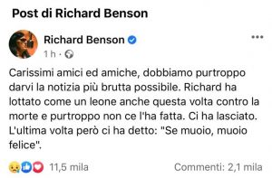 richard benson post facebook