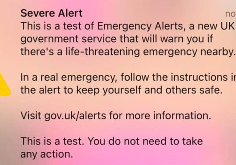 SMS test di allarme in GB, governo lancia un messaggio di allerta