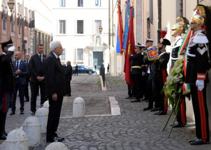 Uccisione Aldo Moro Via Caetani omaggio Mattarella foto ansa
