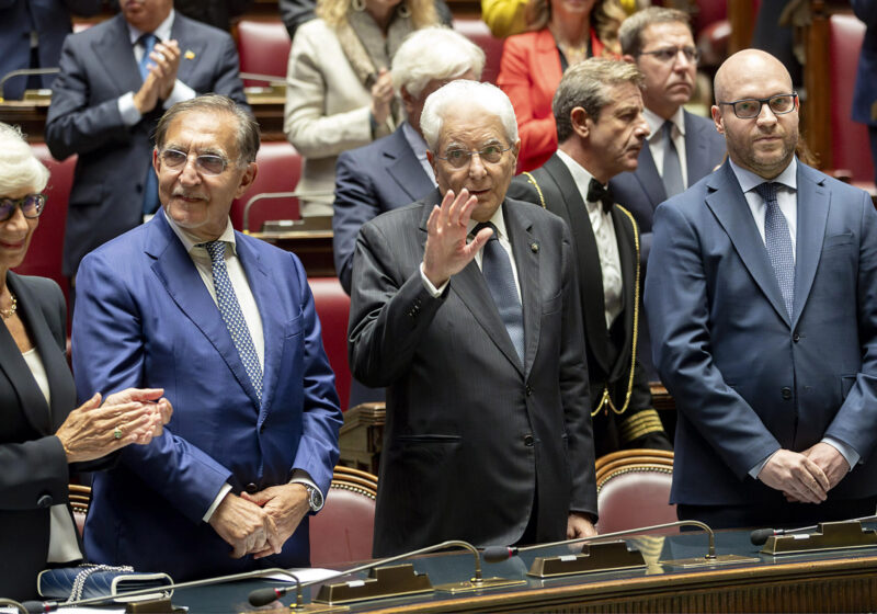 Il Presidente della Repubblica, Sergio Mattarella, ospite alla Camera per le celebrazioni del 75esimo anniversario dall'entrata in vigore della Costituzione