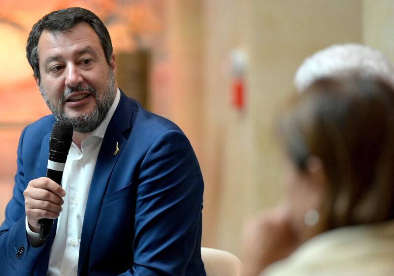 Il ministro delle Infrastrutture e dei Trasporti, Matteo Salvini, all'incontro sulla semplificazione