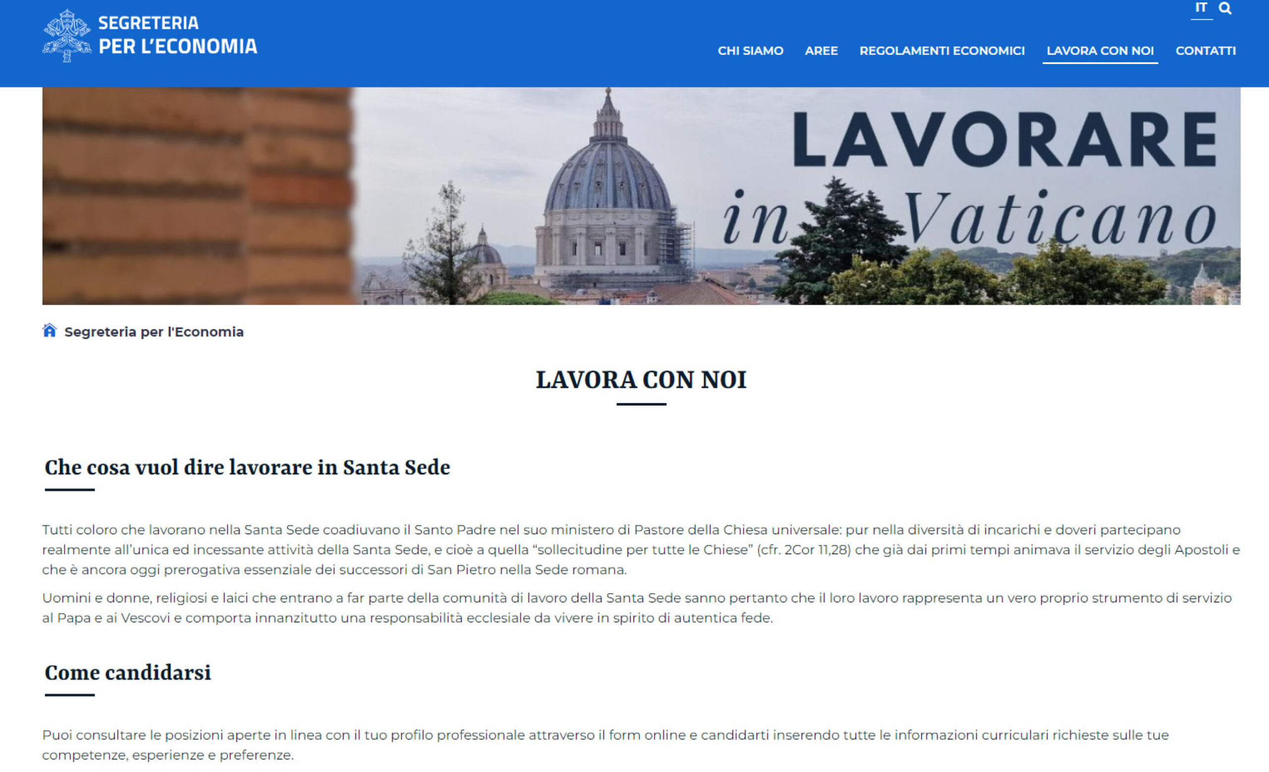 Lavorare in Vaticano, la Santa Sede apre alle assunzioni: i profili